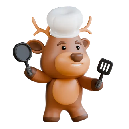 Deer is cooking  3D Icon