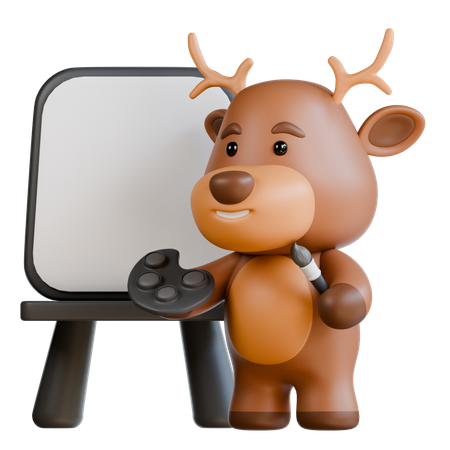Deer is Painting  3D Icon