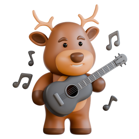 Deer Playing Guitar  3D Icon