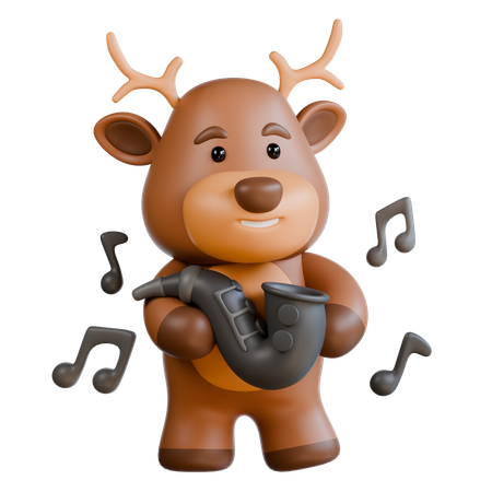 Deer Playing Saxophone  3D Icon