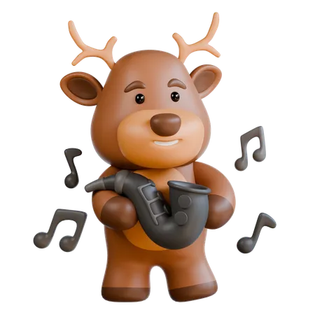 Deer Playing Saxophone  3D Icon