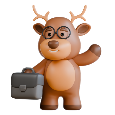 Deer with Briefcase  3D Icon