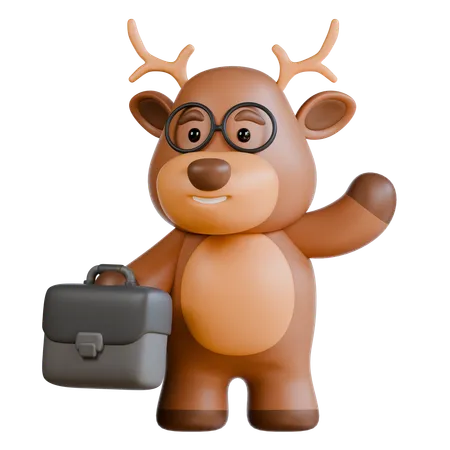 Deer with Briefcase  3D Icon