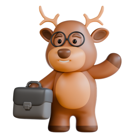 Deer with Briefcase  3D Icon