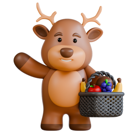 Deer with Fruits  3D Icon