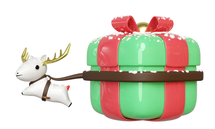 Deer With Gift  3D Icon