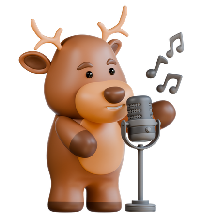 Deer with Microphone  3D Icon