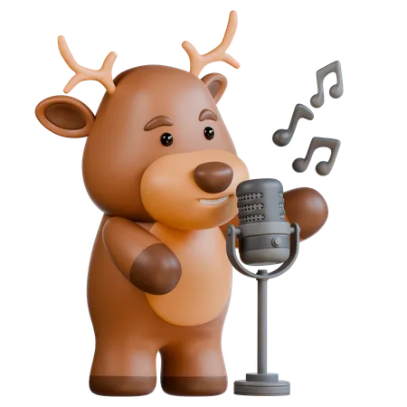 Deer with Microphone  3D Icon