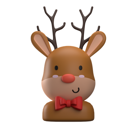 Deer With Ribbon  3D Illustration