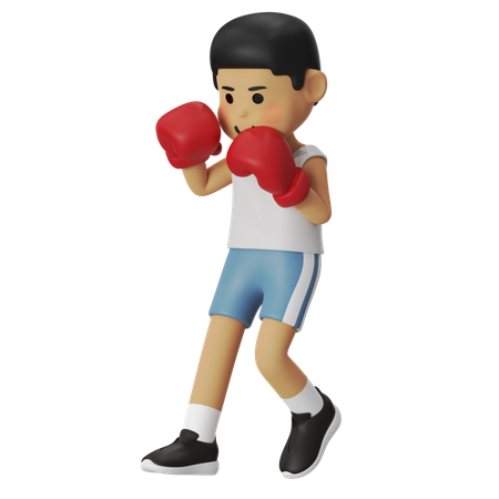 防衛ボクシング少年  3D Illustration