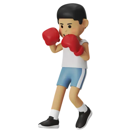 防衛ボクシング少年  3D Illustration