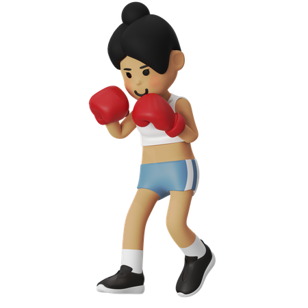 防衛ボクシング女子  3D Illustration