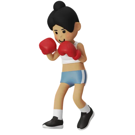 防衛ボクシング女子  3D Illustration