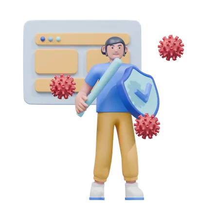 サイバー攻撃からの防御  3D Illustration