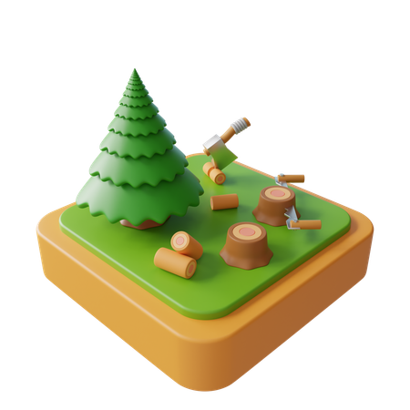 Deforestación  3D Icon