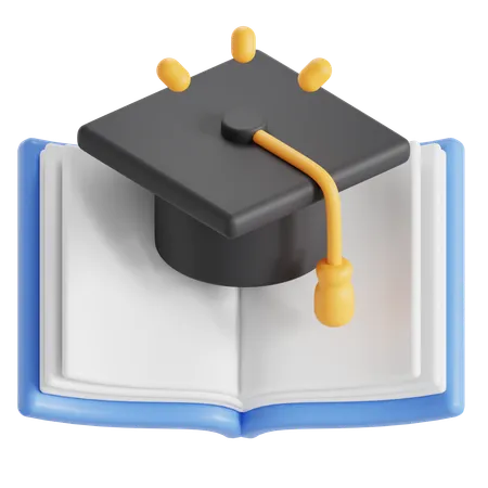 Graduation Hat On A Book 3D Icon