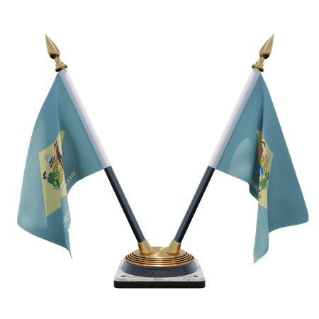 Delaware Double Desk Flag Stand  3D Flag