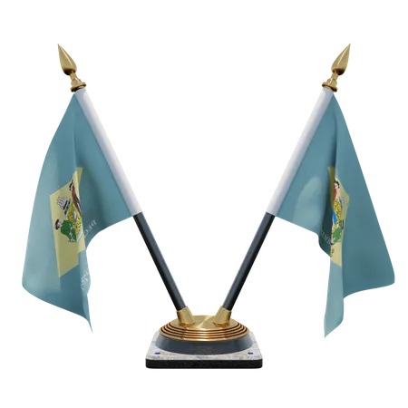 Delaware Double Desk Flag Stand  3D Flag