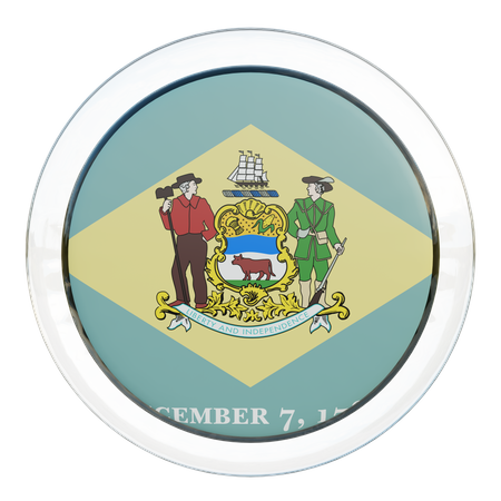 Delaware Flag Glass  3D Icon