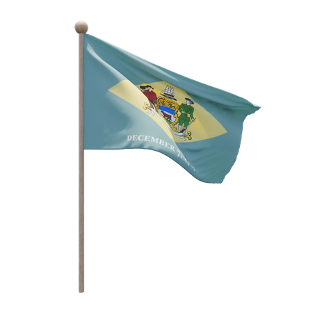 Delaware Flag Pole  3D Flag