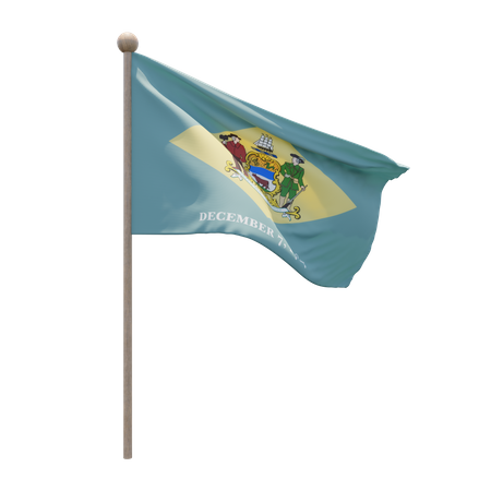 Mât de drapeau du Delaware  3D Flag