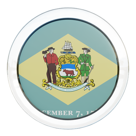 Delaware Round Flag  3D Icon