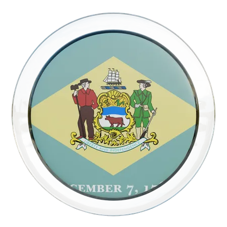 Delaware Round Flag  3D Icon