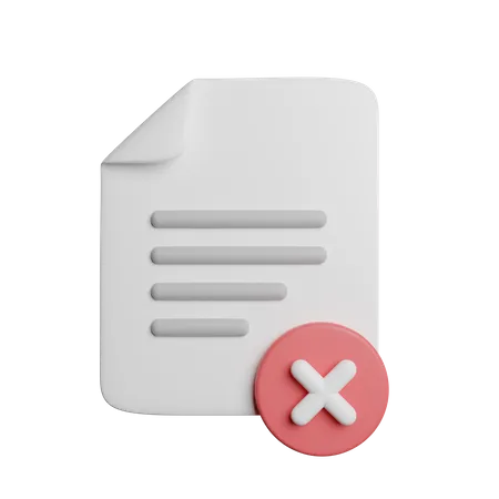 Delete File Document 3D Icon
