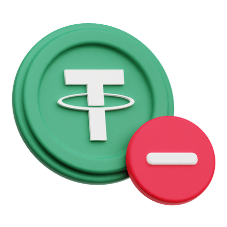 Tether暗号通貨コインを削除する  3D Icon