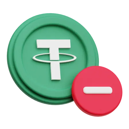 Tether暗号通貨コインを削除する  3D Icon