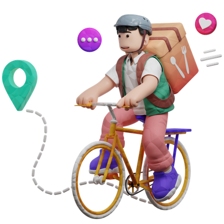 自転車で食べ物を配達する  3D Icon