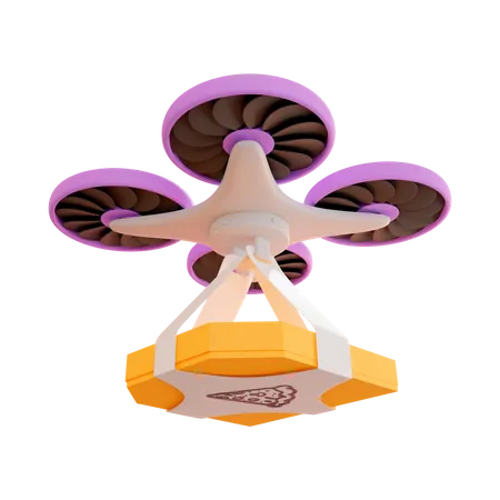 Delivery a package with pizza by drone  3D Illustration