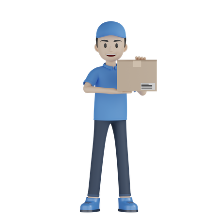 Delivery Agent Giving Parcel  3D Illustration