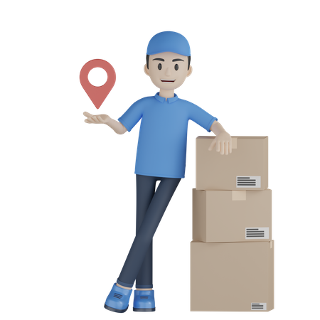 Delivery Agent In Location  3D Illustration