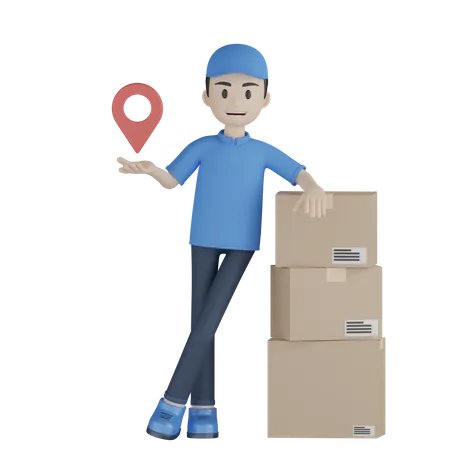Delivery Agent In Location  3D Illustration