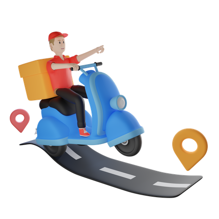 Delivery Agent on scooter  3D Icon