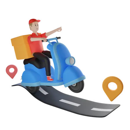 Delivery Agent on scooter  3D Illustration