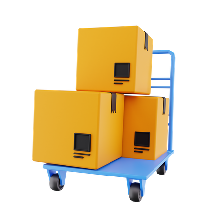 Delivery Box On Cart  3D Icon