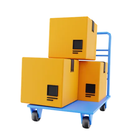Delivery Box On Cart  3D Icon