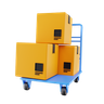 parcel box on warehouse trolley 3d