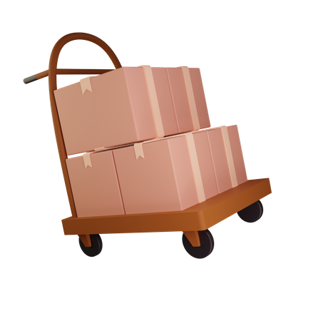 Delivery Boxes On Cart  3D Illustration