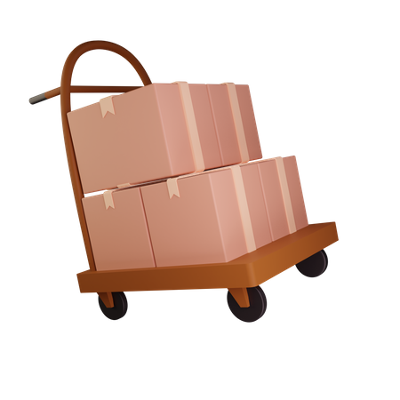 Delivery Boxes On Cart 3D Illustration
