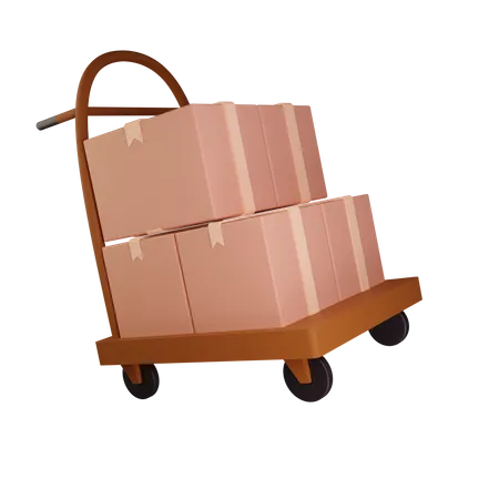 Delivery Boxes On Cart  3D Illustration