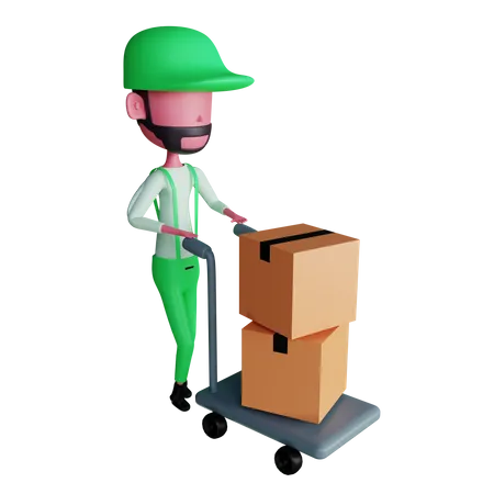 Delivery boy at warehouse  3D Illustration