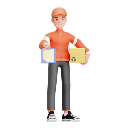 Delivery boy confirming delivery 3D Icon