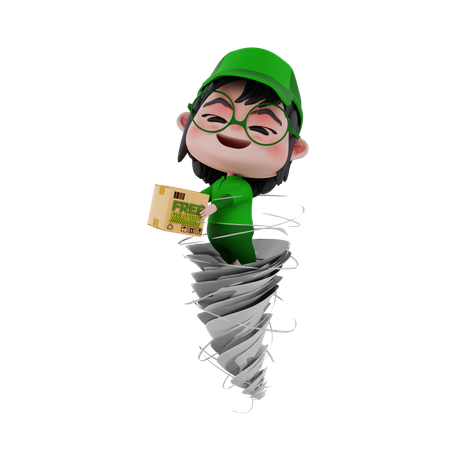 Delivery boy delivering free express delivery  3D Icon
