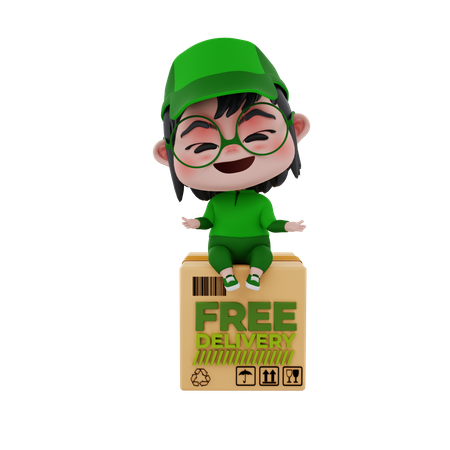 Delivery boy delivering package  3D Icon