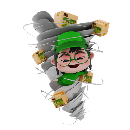 Delivery boy delivering package  3D Icon