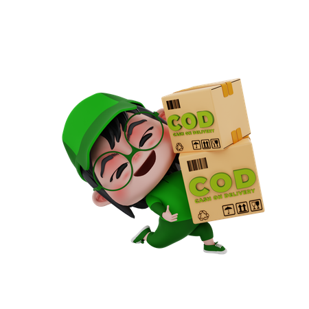 Delivery boy delivering package  3D Icon