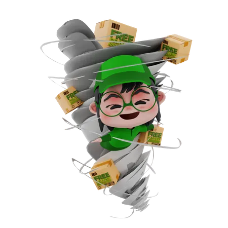 Delivery boy delivering package  3D Illustration